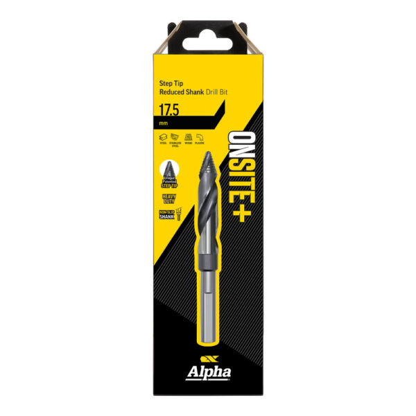 17.5mm Onsite Plus Step Tip Reduced Shank Drill M2 HSS 3 Flat Shank - Image 3